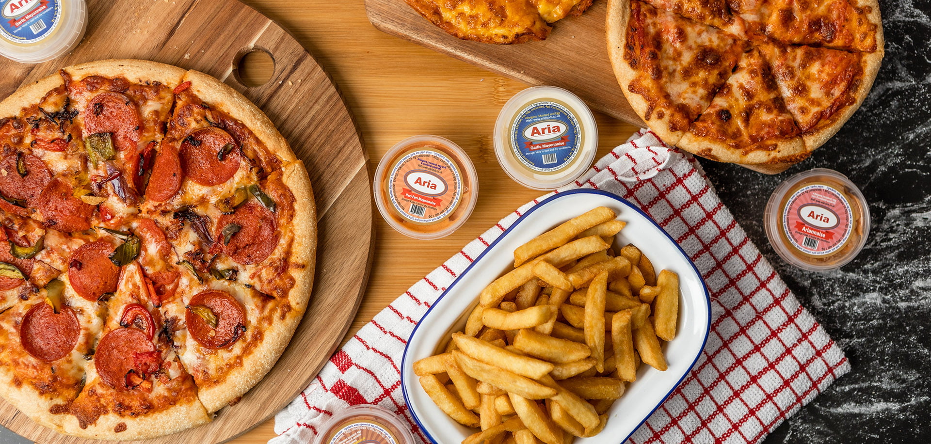 Delicious Aria Sauces with Pepperoni Pizza & Chips